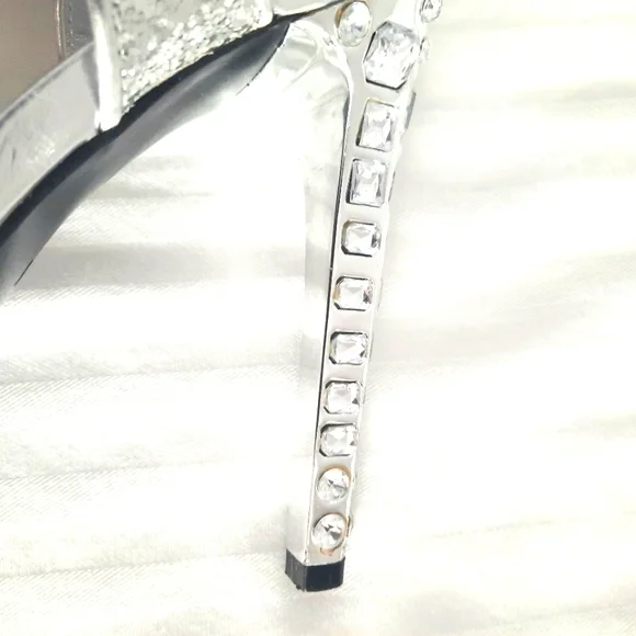 Sparkly Silver high heeled sandal shoes Size 9 - Picture 15 of 15